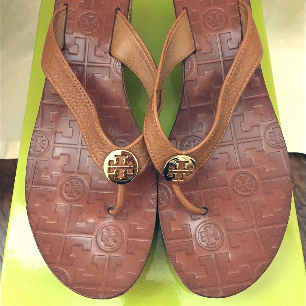 Tory Burch Thora Wedges, Size 9, Tan, Worn Once